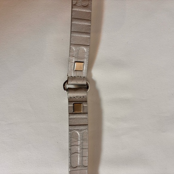 HUGO BOSS Sz 90-34 Bounce 100% Calf Skin Silver Textured Belt Made in Italy - Picture 2 of 6